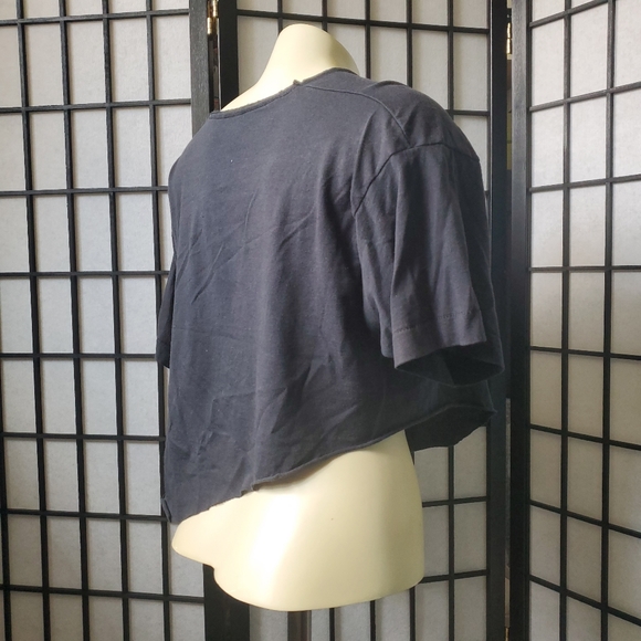 Vintage Santa Fe Speedway Custom Cropped Black Midriff T-shirt / Green on Black - Picture 6 of 15